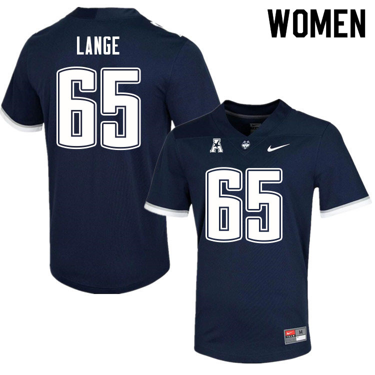 Women #65 Aaron Lange Uconn Huskies College Football Jerseys Sale-Navy